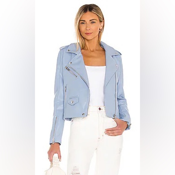 Blank NYC Blue Vegan Leather Jacket NWOT - Picture 1 of 7